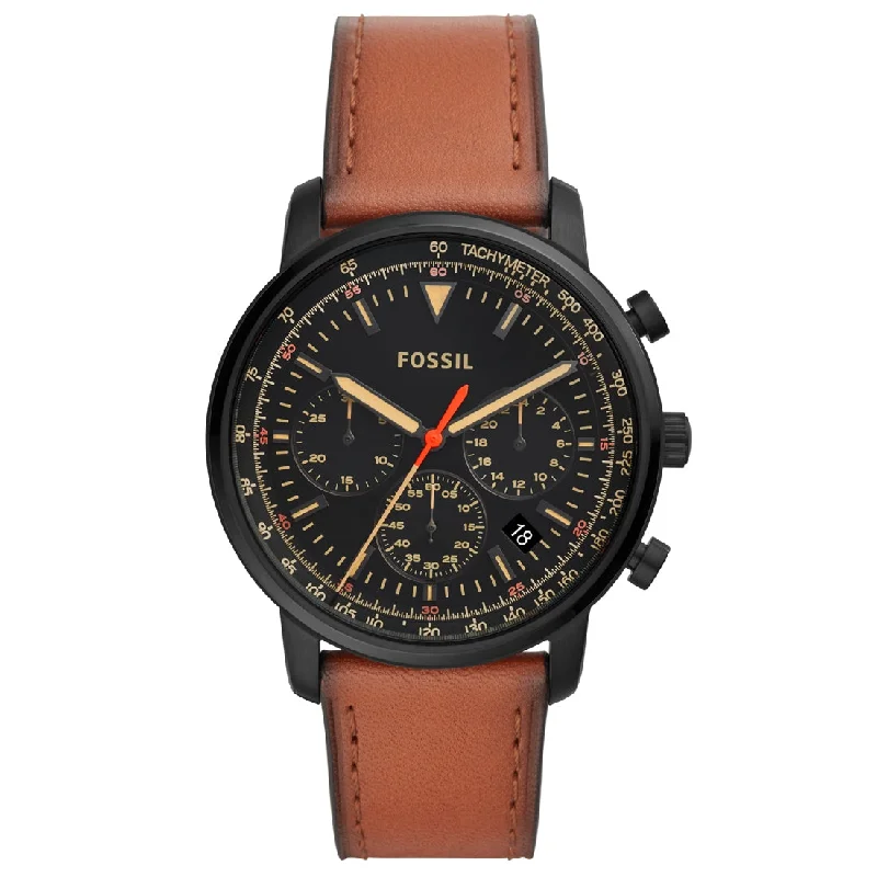 Fossil Goodwin Black Brown Leather Watch FS5501