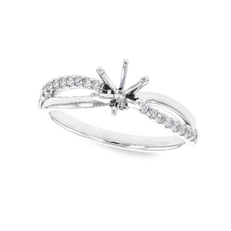 cushion-cut engagement rings for brides -Diamond Accented Open Crossover Design Engagement Mounting