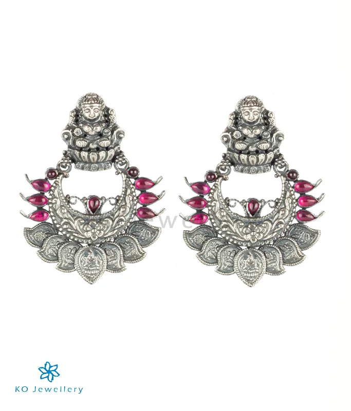 handmade earrings for women -The Padmakshi Antique Silver Chand Bali (Oxidised)