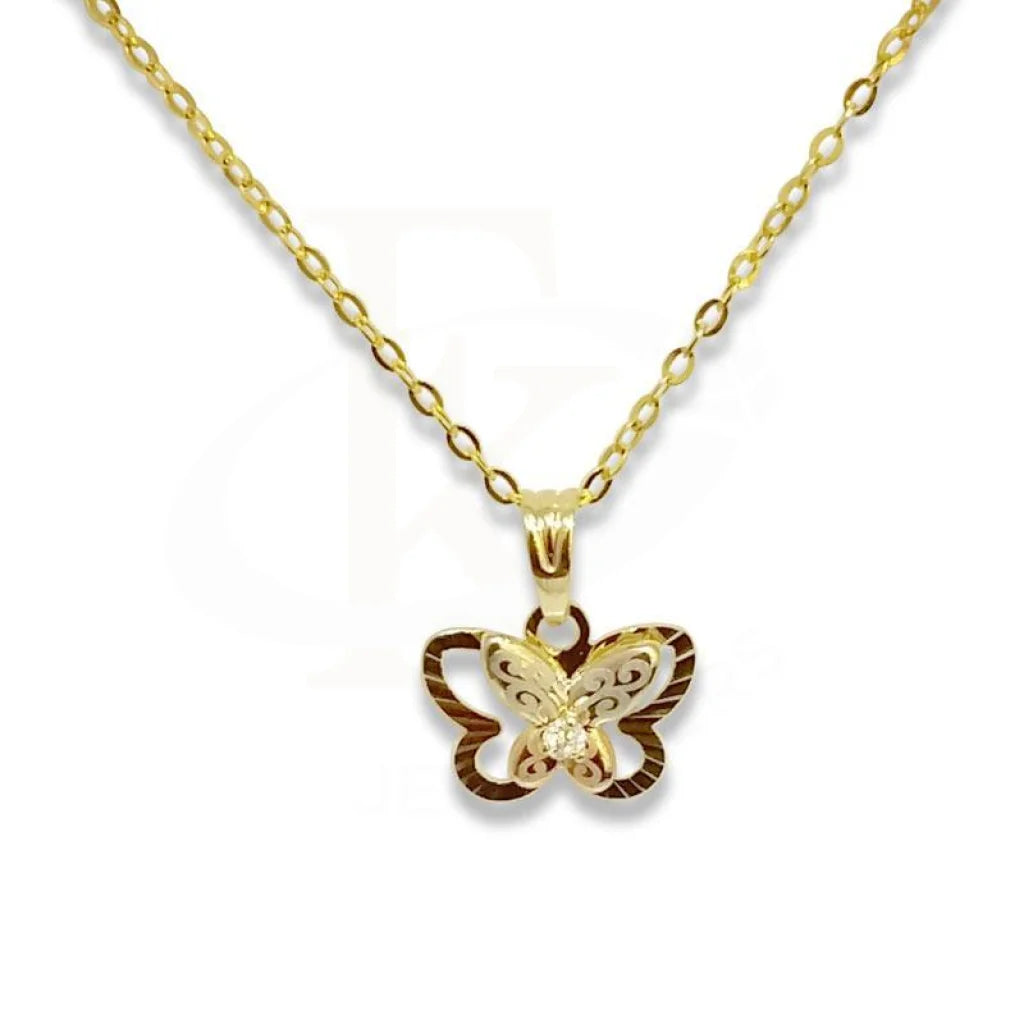 long pendant necklaces for women -Gold Necklace (Chain with Butterfly Pendant) 18KT - FKJNKL1211