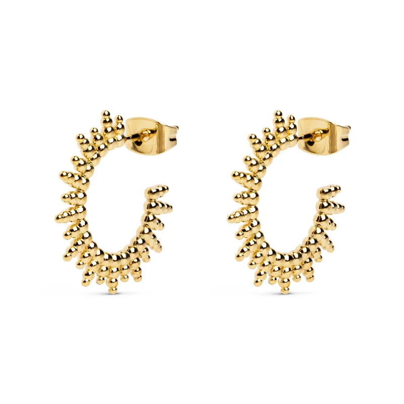 cute stud earrings for women -Pebbles Sun Gold Earrings