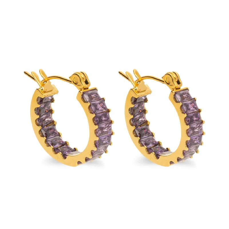 luxury diamond earrings for women -Coral earring purple gold