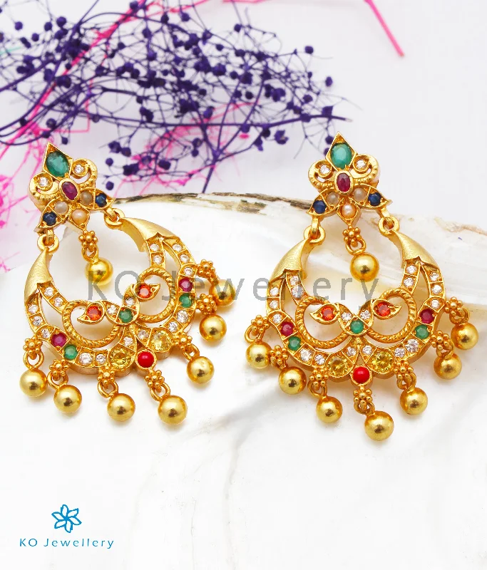 cubic zirconia earrings for women -The Aruna Silver Chand Bali