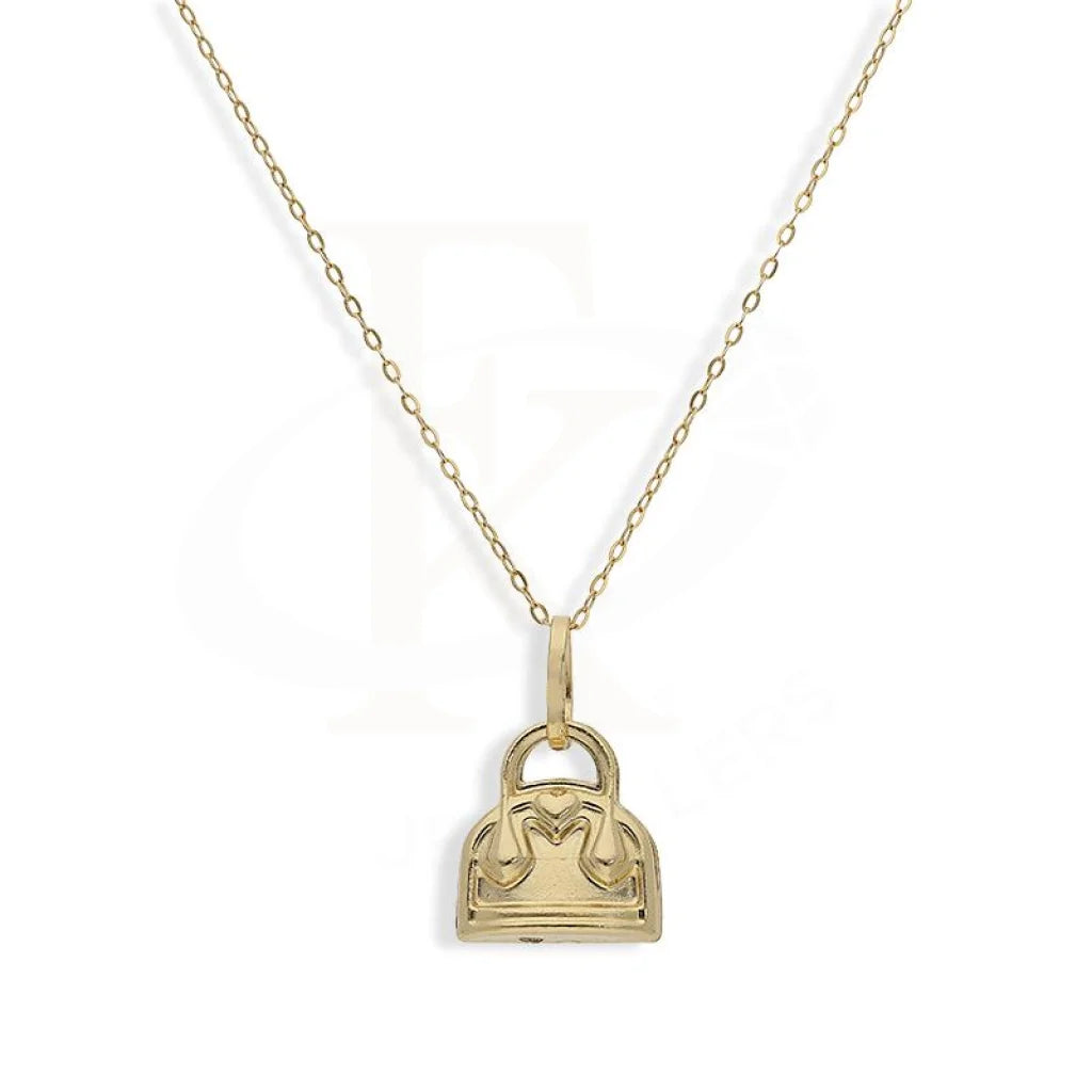 simple gold necklaces for women -Gold Necklace (Chain with Purse Shaped Pendant) 18KT - FKJNKL18K2249