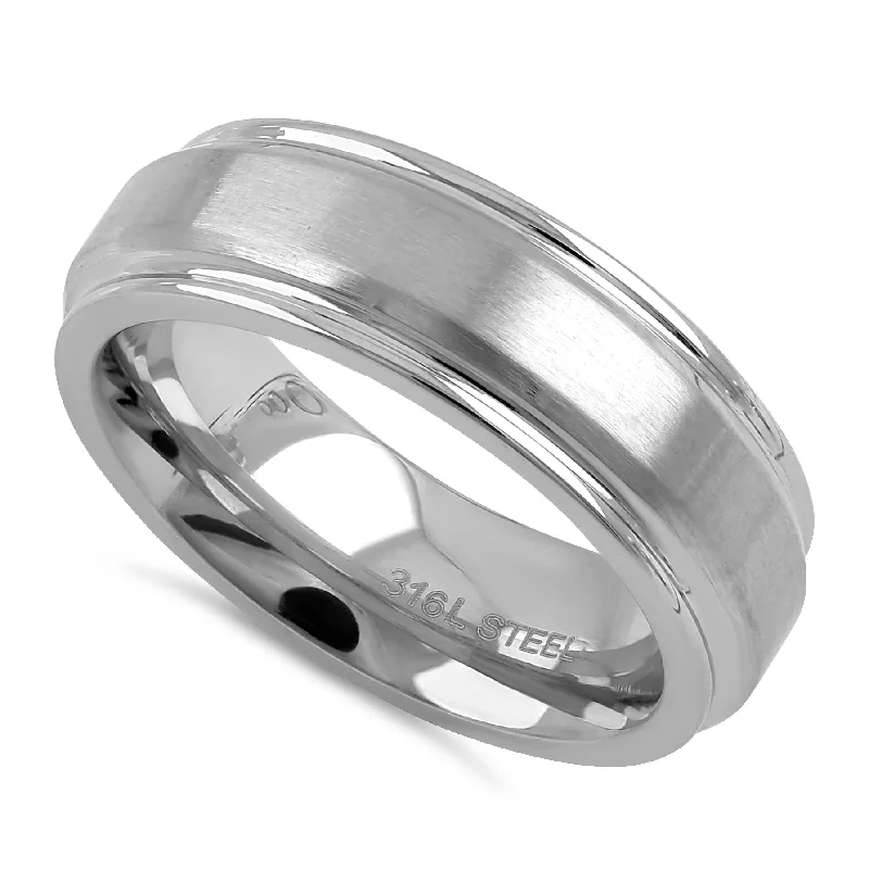 modern engagement rings for women -Stainless Steel Wedding Band Ring