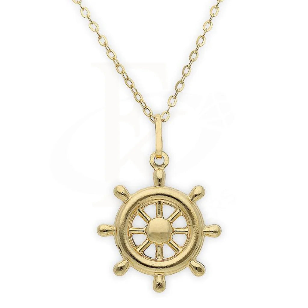 stylish gold necklaces for women -Gold Necklace (Chain with Wheel Pendant) 18KT - FKJNKL18K2411