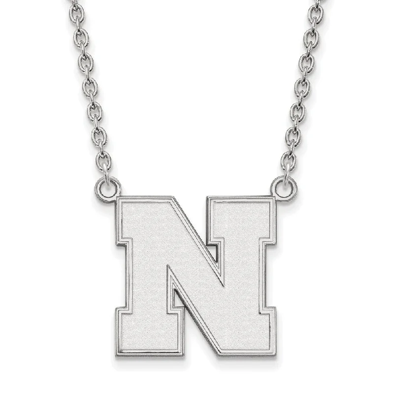 gemstone pendant necklaces for women -10k White Gold U of Nebraska Large Initial N Pendant Necklace