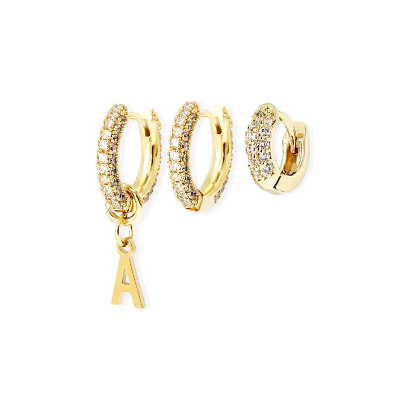 elegant pearl earrings for women -HANNAH'S TRIO Earrings - Gold