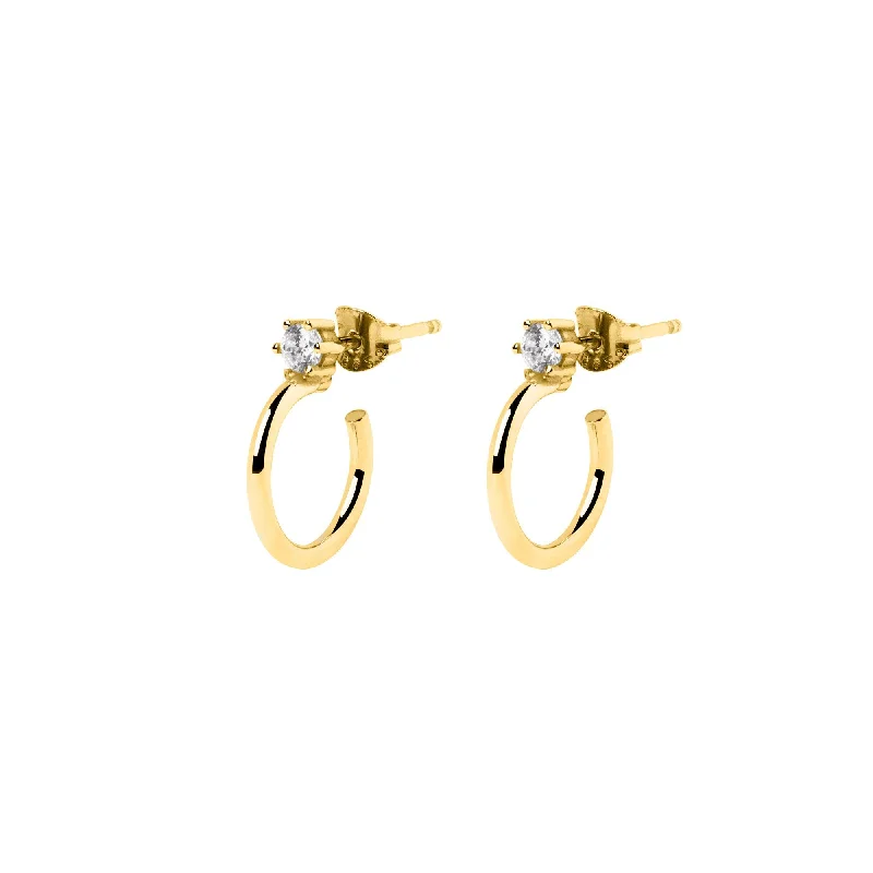 cubic zirconia earrings for women -Spark Gold Hoop S Earrings