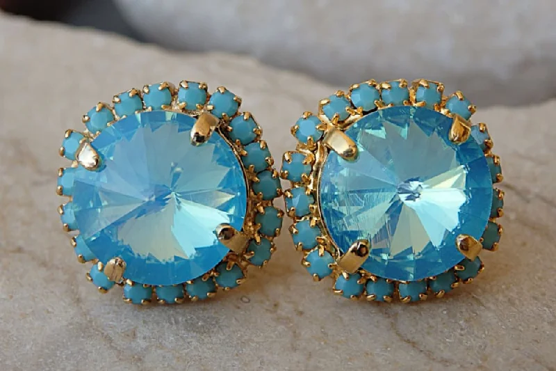 small hoop earrings for women -Turquoise Stud Earrings