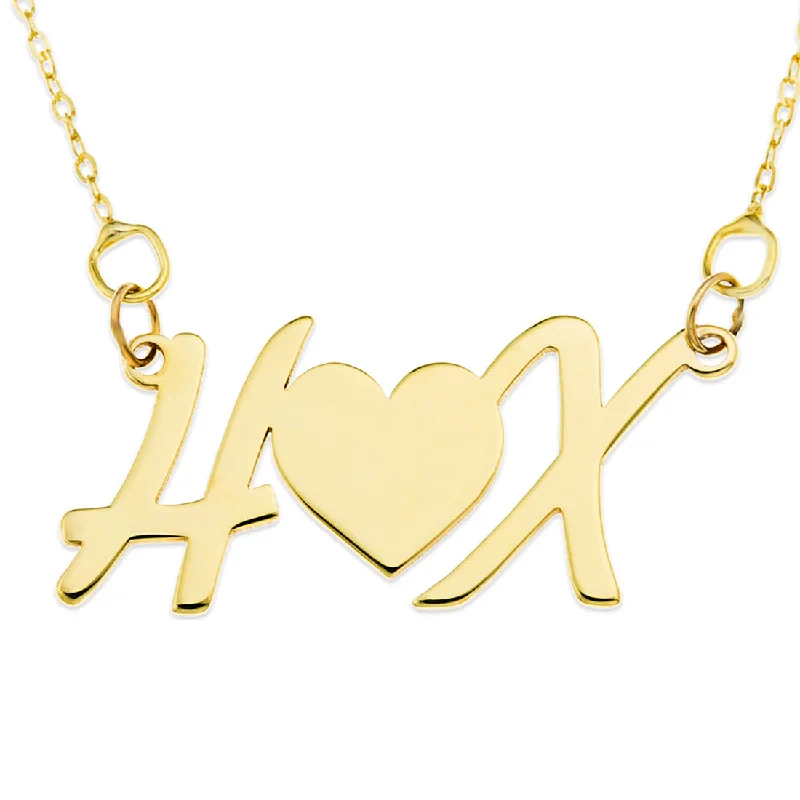 silver necklaces for women -Personalised 9ct Yellow Gold Initials Necklace