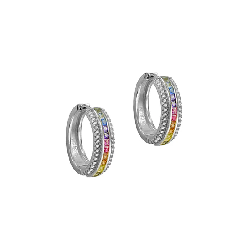 custom earrings for women -THE THREE ROW RAINBOW EARRING