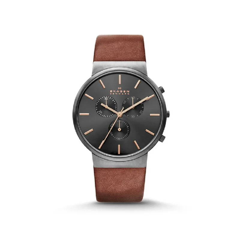 Skagen Ancher Leather Chronograph Watch SKW6106