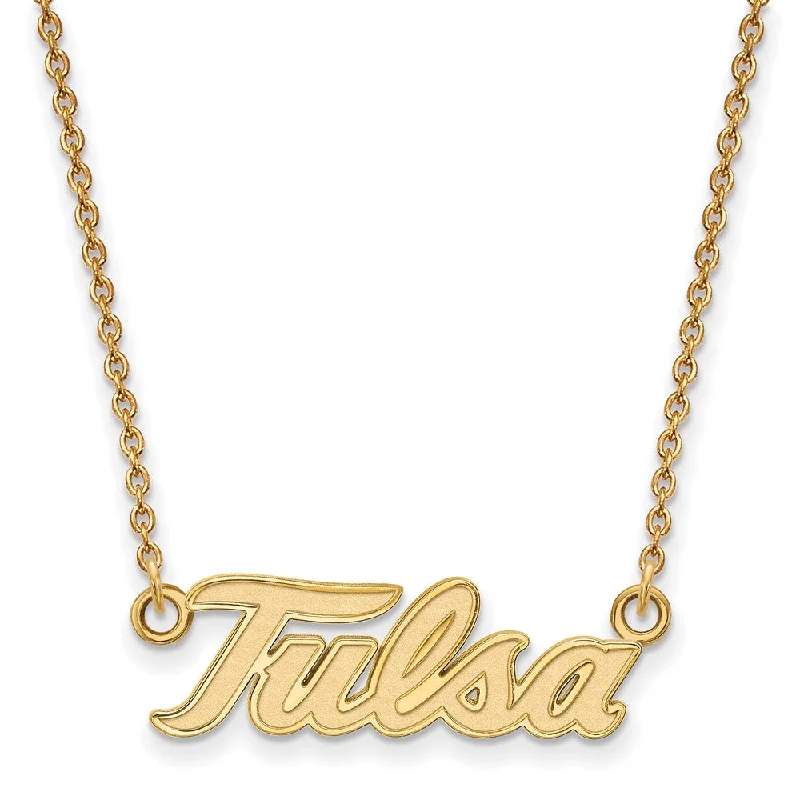 chain link necklaces for women -10k Yellow Gold The U of Tulsa Large Pendant Necklace