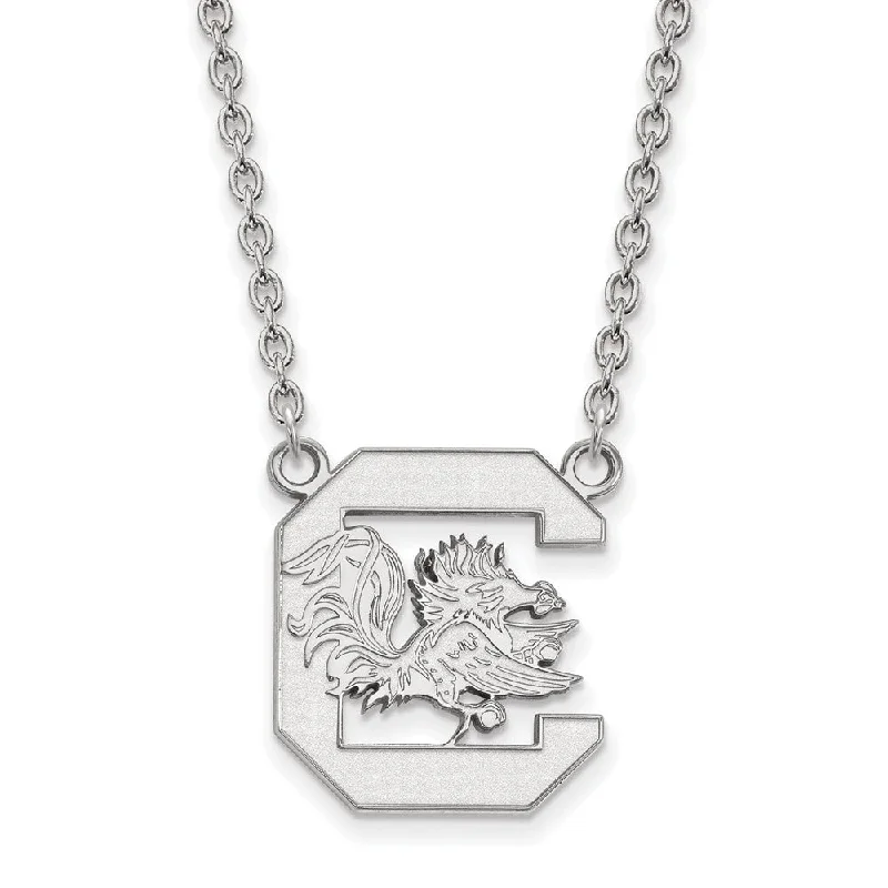 bohemian necklaces for women -Sterling Silver South Carolina Large Gamecock Pendant Necklace