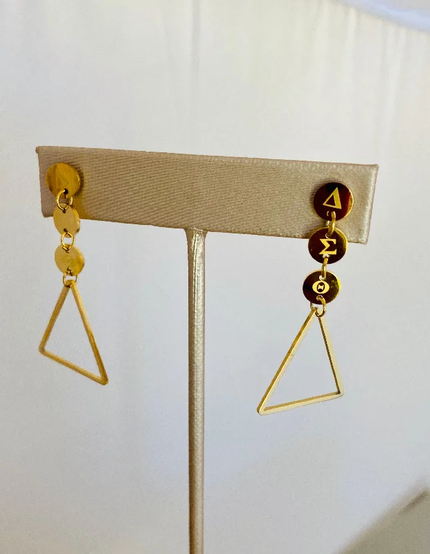 gold earrings for women -Mini ΔΣΘ Tier Drop Earrings (Stainless Steel)