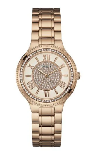 GUESS LADIES MADISON STONE SET ROSE GOLD DIAL ROSE GOLD BAND