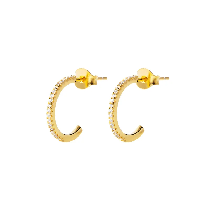 zirconia earrings for women -Diamonds L Gold Hoop Earrings