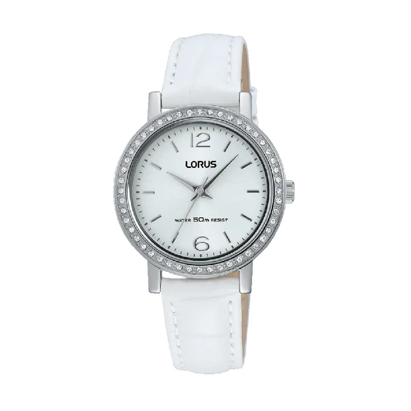 Lorus Ladies White Leather Watch RG261KX9