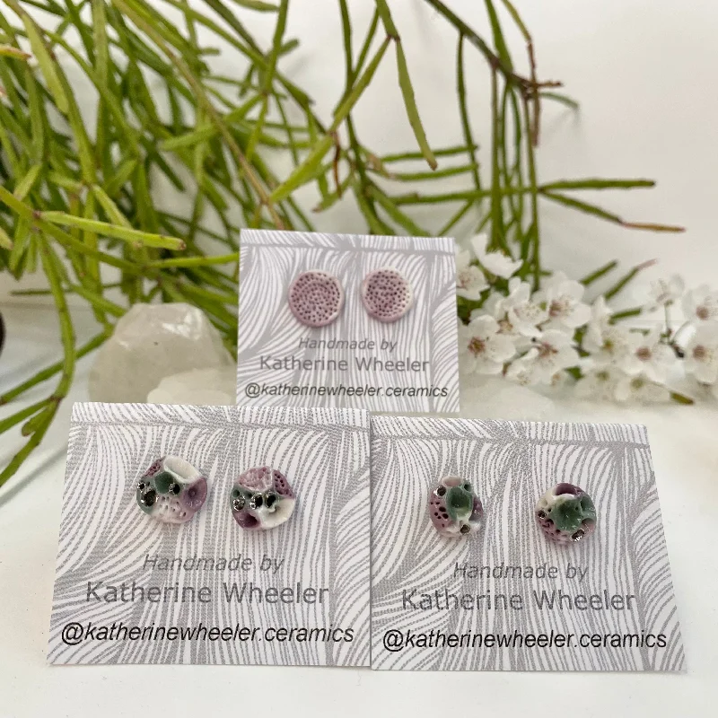 silver drop earrings for women -Purple + Green Coral Studs ~ Pick a Pair