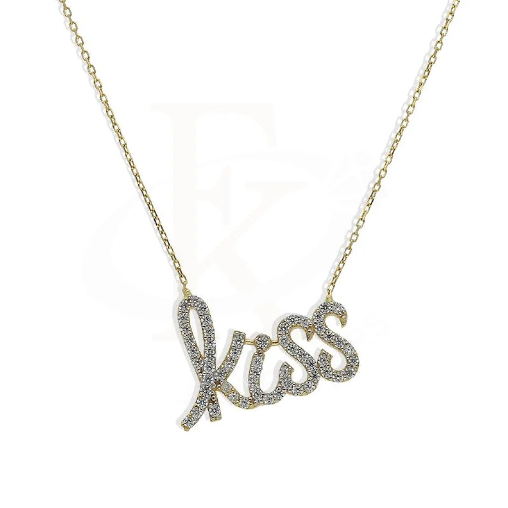 bold necklaces for women -Gold Kiss Necklace 18KT - FKJNKL18K2265