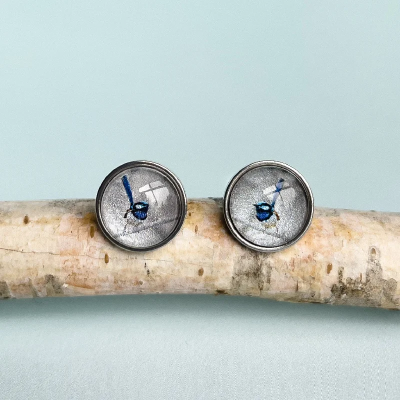 luxury pearl earrings for women -Blue Wren - Stud Earrings