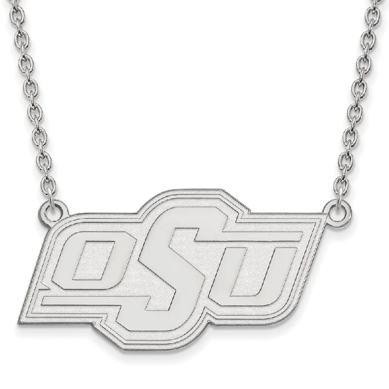 birthstone necklaces for women -14k White Gold Oklahoma State Large Pendant Necklace