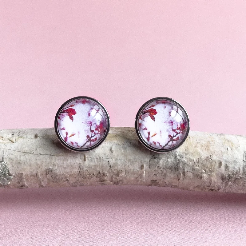 gold stud earrings for women -Pink Blossom - Stud Earrings