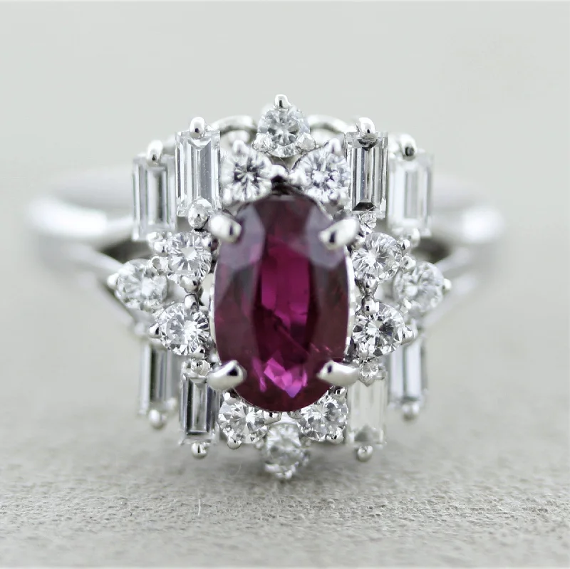 eternity engagement rings for women -Ruby Diamond Platinum Ring