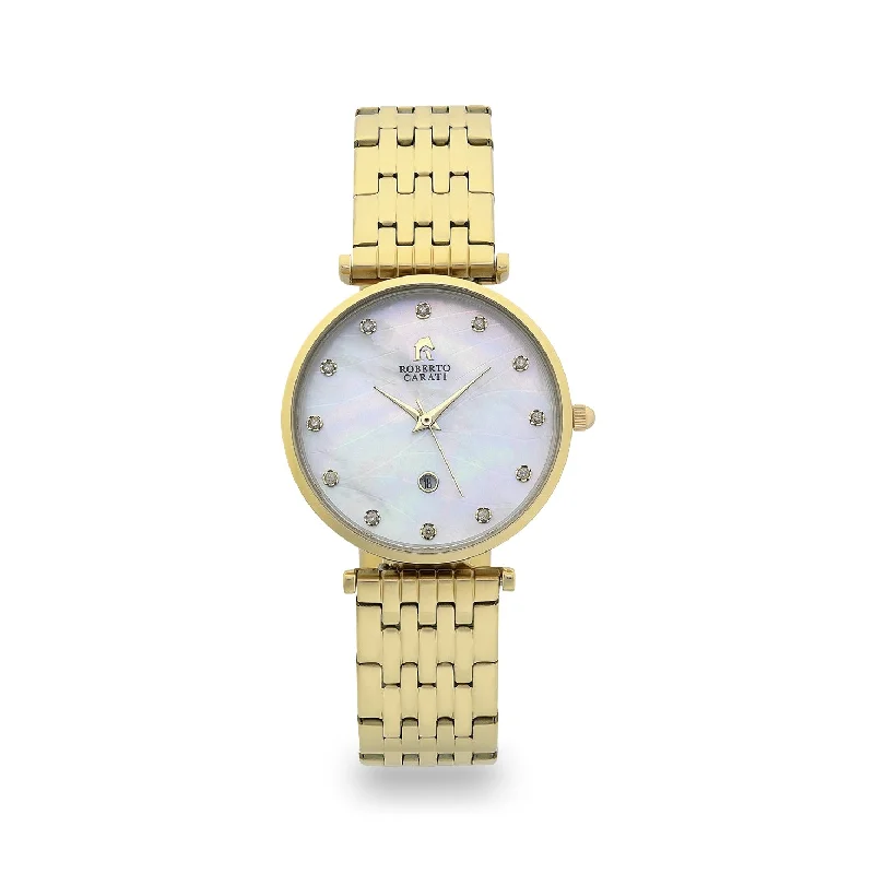 Roberto Carati Elizabeth Diamond Face Gold Watch