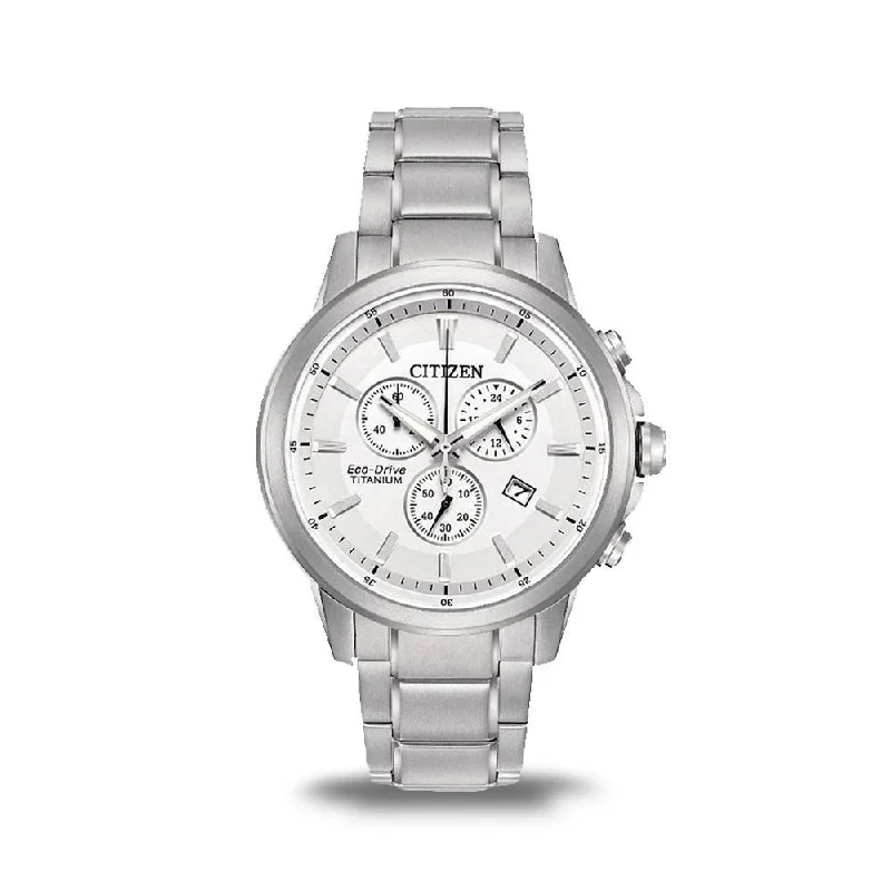 Citizen Mens Eco-Drive Chrono Titanium Brlt WP WR100