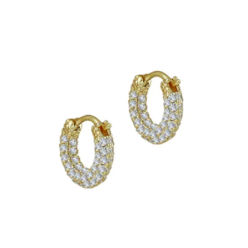 handmade earrings for women -THE TINY SADIE PAVE' HOOP EARRINGS