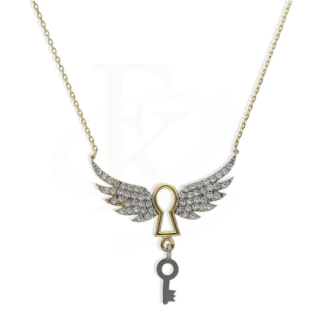 luxury pearl necklaces for women -Gold Flying Lock and Key Necklace 18KT - FKJNKL18K2264