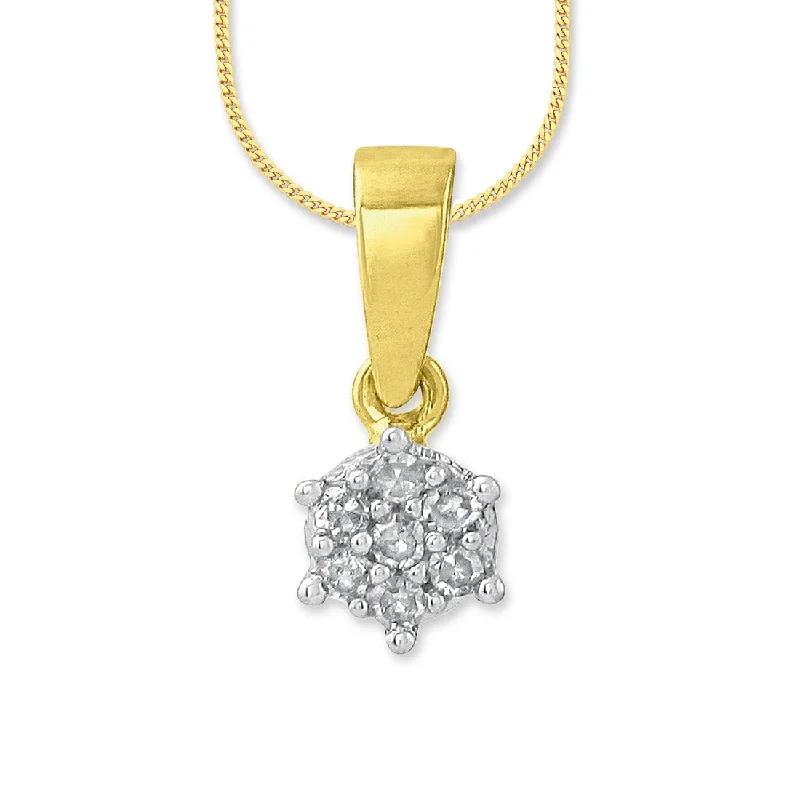 fashionable layered necklaces for women -9ct Yellow Gold Diamond Set Pendant Necklace