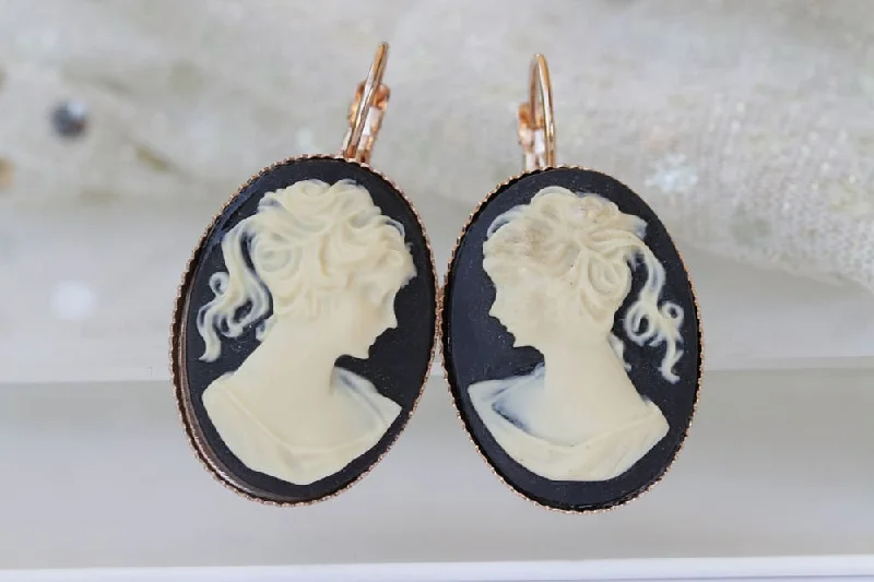 trendy stud earrings for women -Cameo Earrings