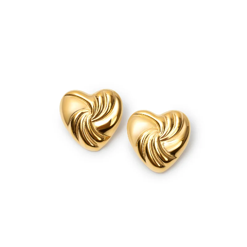 flower-shaped earrings for women -THE LINEAR HEART EARRINGS