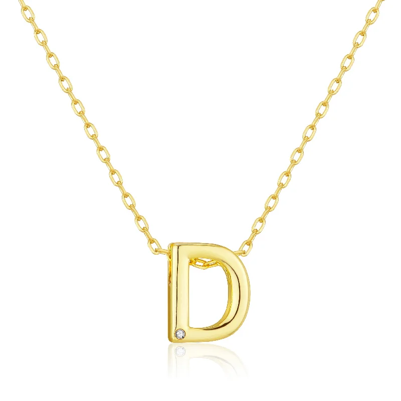 gold chain necklaces for women -Gold Plated Initial Necklace Letter D Created with Zircondia® Crystals