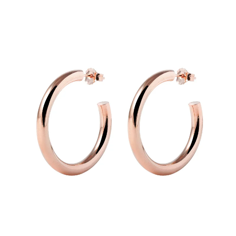 oversized hoop earrings for women -Tube Rose Gold Hoop Earrings