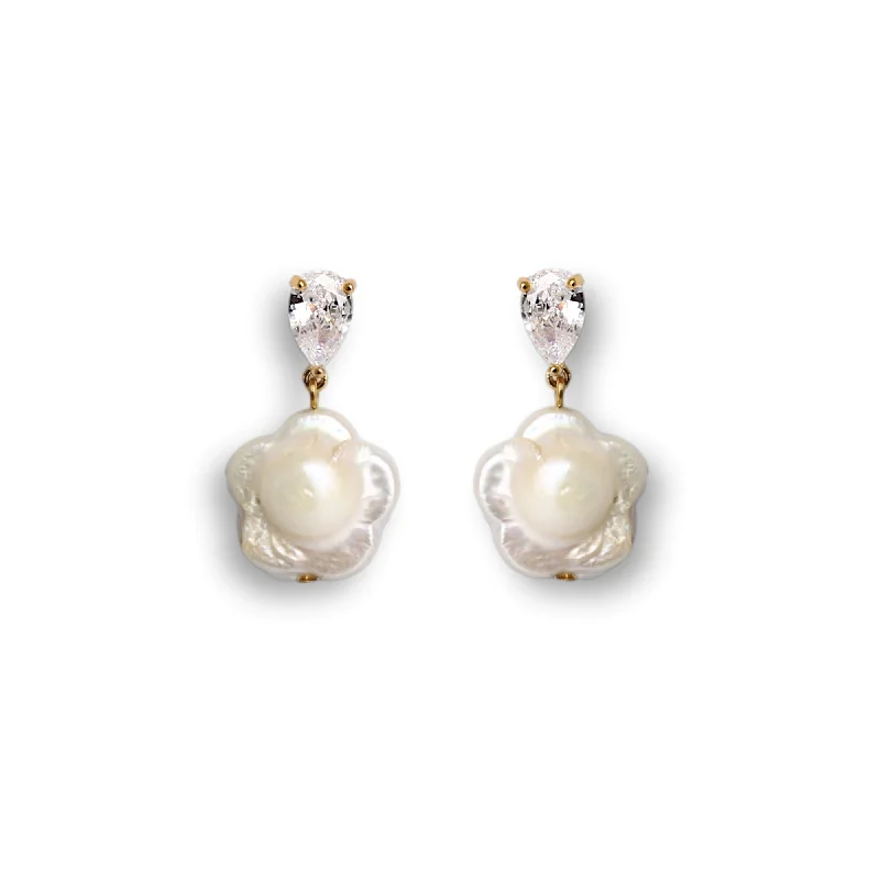 handmade earrings for women -NIXIE Earrings - Pearl and Crystal