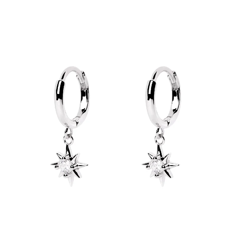 big hoop earrings for women -Polar Star Silver Earrings