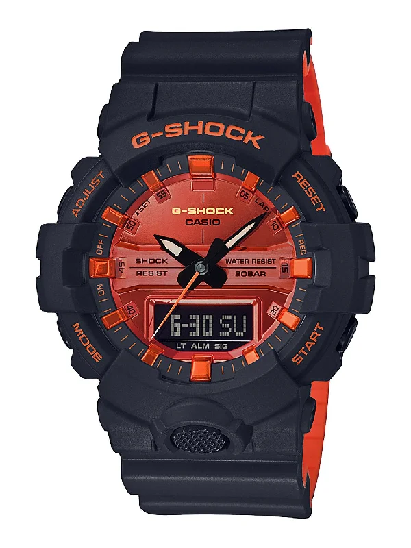 CASIO G SHOCK DIG ANA ORANGE BLACK FACE SILICONE BAND