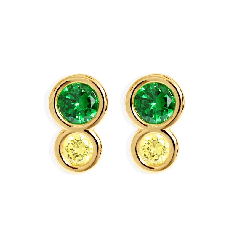 vintage earrings for women -SLOANE Earrings - Gold with Emerald and Lime