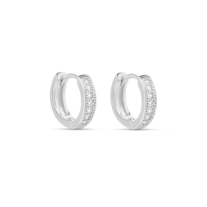 pearl stud earrings for women -The Silver 11mm Melrose Huggies