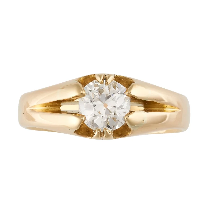 classic solitaire engagement rings -*NEW* Edwardian Gents Diamond Solitaire Ring, 18ct yellow Gold