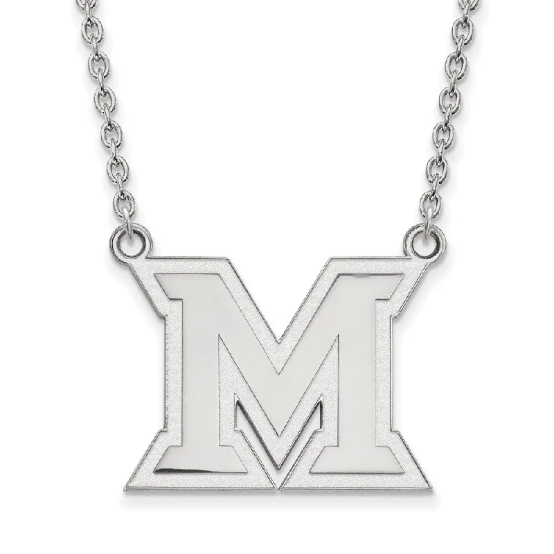 trendy pendant necklaces for women -14k White Gold Miami U Large Initial M Pendant Necklace