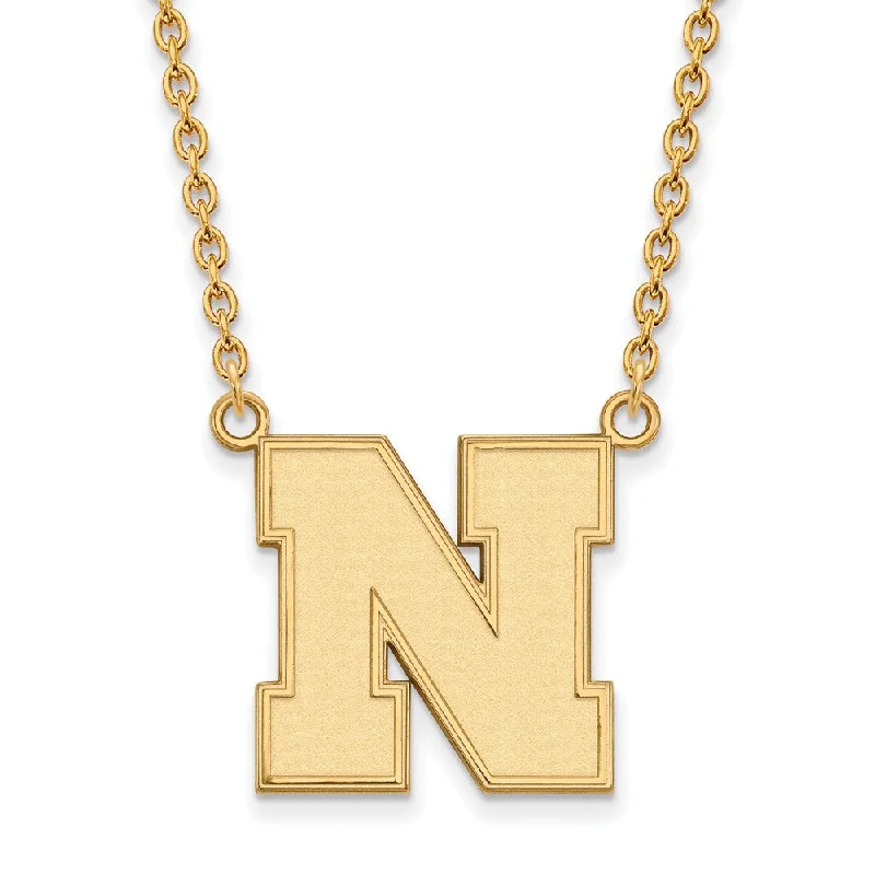 timeless pendant necklaces for women -10k Yellow Gold U of Nebraska Large Intial N Pendant Necklace