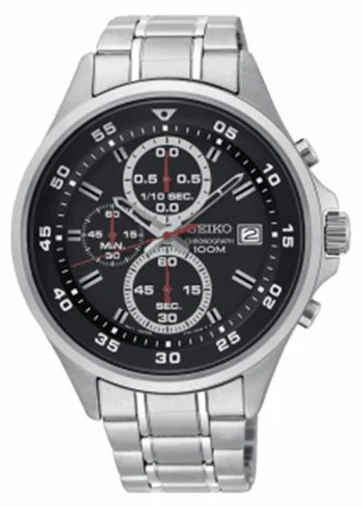 Seiko Chronograph Black & Red Dial Men's Watch