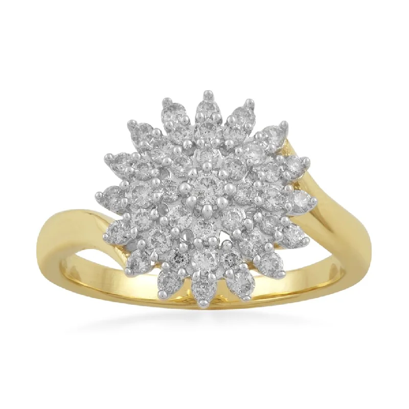 bohemian necklaces for women -9ct Yellow Gold Cluster Ring with 0.50ct of Diamonds