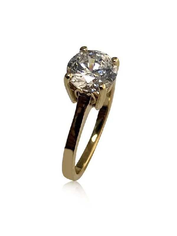 custom engagement rings for women -2 carat Highest Quality Cubic Zirconia Diamond Solitaire Ring Yellow Gold