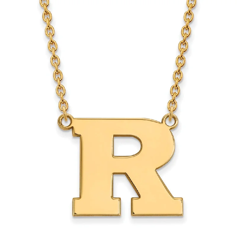 crystal necklaces for women -10k Yellow Gold Rutgers Large Initial R Pendant Necklace